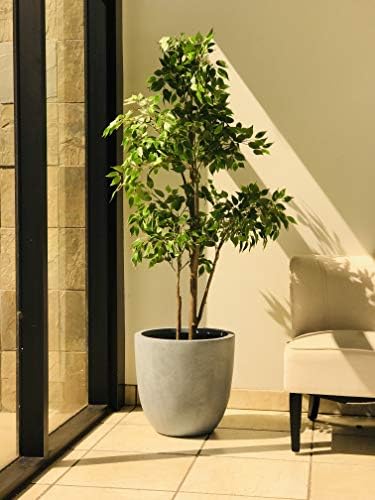 Kante Blue Gray Concrete Planter 10" Dia All-Weather Round Small Pot - Image 2