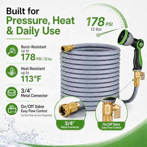 Starmist Garden Hose 50 ft with 10-Pattern Thumb Control Nozzle - Image 3