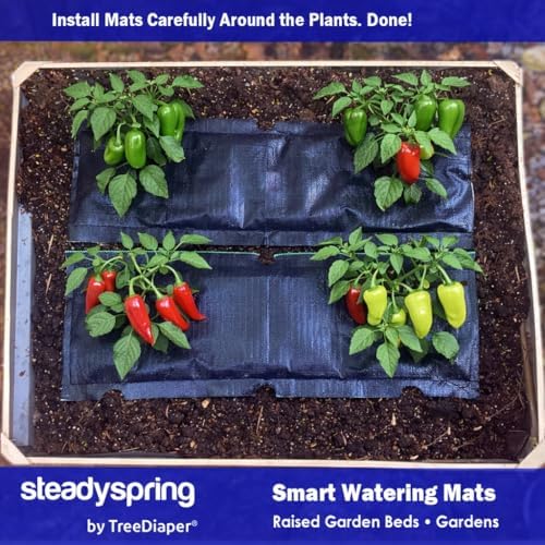 SteadySpring® Smart Watering Garden Mat for Raised Garden Beds 30-Day Irrigation Auto Refills with Rain for Gardens, Tomato Plants, Flowers (2-Pack) - Image 6
