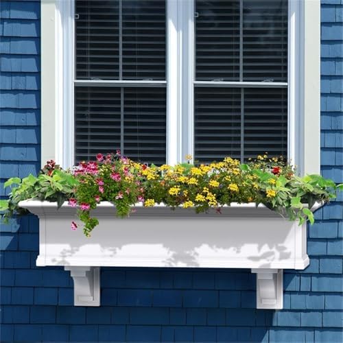 Pemberly Row 4ft Weatherproof Vinyl Window Box, White Finish, Traditional Design with Built-in Water Reservoir and Insulated Double Walls, Customizable Outdoor Planter for Garden and Patio - Image 3