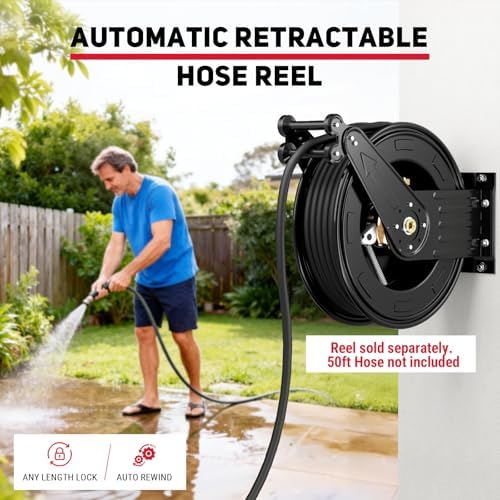 Pressure Washer Hose Reel 3/8" x 50 ft, Retractable Reel Only - Image 3