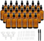 4oz Amber Glass Spray Bottles for Essential Oils with Funnels, Label&Marker by Cocurb