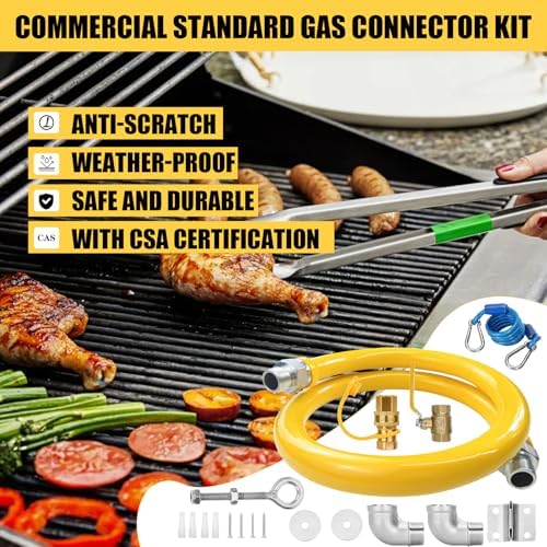 Safety System Kit, 3/4" Natural Gas Hose, 36" Commercial Kitchen Gas Hose, Mobile Gas Connector Hose Kit with 2 Elbow Fittings, 3/4 Flexible Gas Line - Image 6