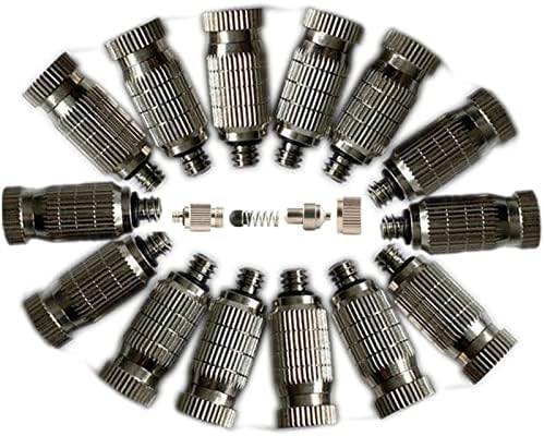 60PCS Brass Misting Nozzle, High-Pressure Fogging Spray Nozzles, Cooling Mist Replacement Heads 10/24 UNC for Outdoor Cooling Mister System, Greenhouse, Landscaping, 0.004-0.039" Orifice(0.15mm) by Melairy