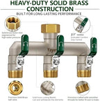 3-Way Garden Hose Splitter, Heavy-Duty Brass, 3/4" GHT, (Green) - Image 2