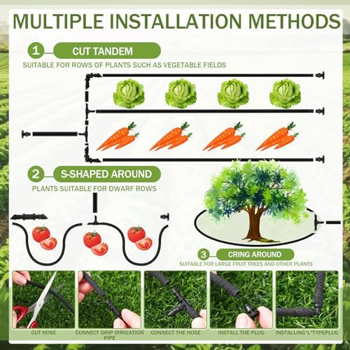 1/4 Inch Soaker Hose Irrigation Hose Drip Hose for Garden Heavy Duty Drip Irrigation Tubing with Hose Connector Set or Watering Planters Flower Vegetable Lawn Yard Landscaping, Black (200 ft) - Image 3