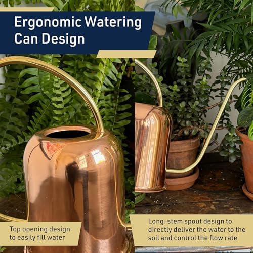 Copper Watering Can Indoor Plants - 48oz Long Spout Precise Small Water Can for Plants, Bonsai, Succulents, Houseplants, or Garden - Metal Inside or Outdoor Plant Watering Cans by Kings County Tools - Image 4