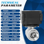 3/8" Motorized Ball Valve - 2 Wire Auto Return,9-24V AC/DC Automatic Ball Valve,Normally Closed,Stainless Steel, NSF Certified, IP67 - Image 5