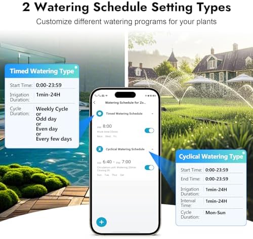 WiFi Water Timer for Garden Hose with Brass Inlet,Smart Hose Timer with WiFi Hub, APP & Voice Control,Up to 20 Watering Plans, 2-Zone Sprinkler Drip Irrigation System Controller for Yard Lawn Watering - Image 7