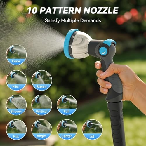 Retractable Garden Hose Reel, 1/2 in x 100 ft Wall Mount Heavy Duty Hose Reel with Any-Length Lock, Auto Rewind System, 180° Swivel Bracket, and 10-Pattern Nozzle for Garden, White & Grey - Image 6