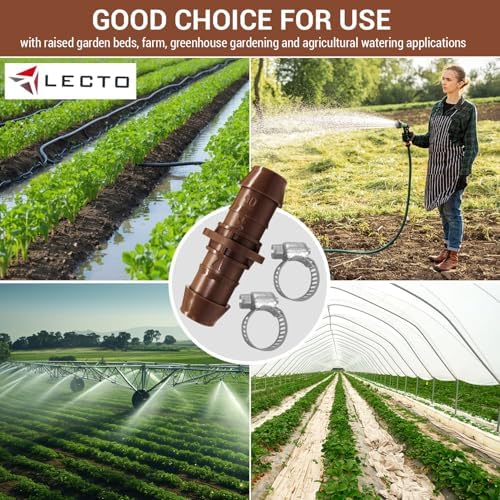 LECTO Universal 5/8", 1/2", .700" Drip Line Repair & Extension Kit – 6 Pack Plastic Couplers with 12 Stainless Steel Hose Clamps - Image 4