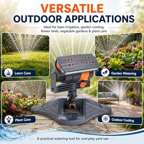 16-Nozzle Oscillating Sprinkler, Adjustable Lawn Water Sprayer with Spray Width and Flow Control, Wide Coverage Garden Watering Tool for Yard, Grass and Plants (Style A) - Image 7