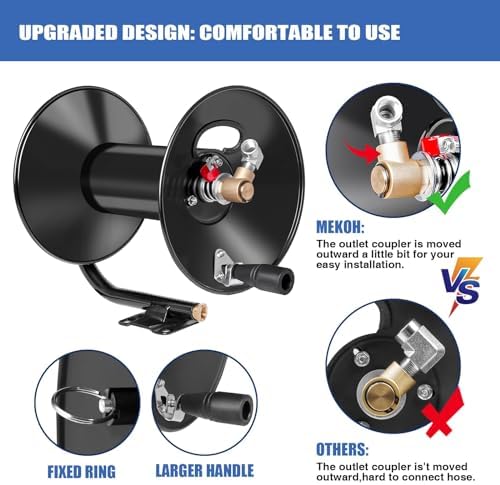 MEKOH Pressure Washer Hose Reel 100ftx3/8”/130ftx1/4” ＆ MEKOH Pressure Washer Surface Cleaner 20'' - Image 4