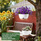3-Piece Set of 10-Inch Hanging Planters with Automatic Watering System and Drip Tray, Includes Metal Chain, Suitable for Various Indoor and Outdoor Plants and Flowers, White-Brown - Image 2
