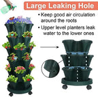 GameXcel Vertical Planter Tower - 6 Tier Stackable Garden Planters with Wheels and Garden Tool Set Plant Pots for Strawberry Herb Flower and Vegetable Indoor Outdoor Use Green - Image 2