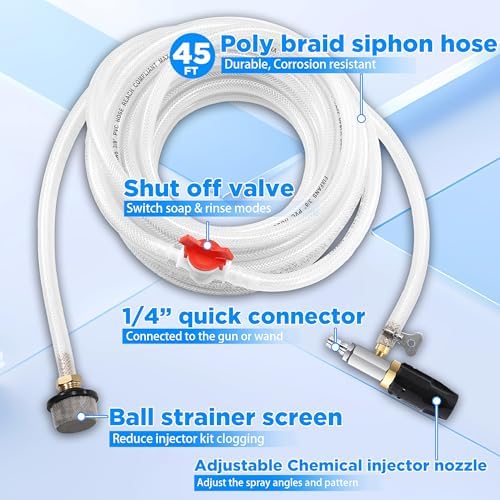 FIXFANS Pressure Washer Long Range Nozzle 5-6.5 GPM with 45 FT Braid Hose - Image 5