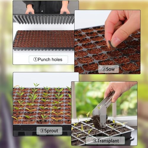 20Pack 200-Cell Seed Starter Trays with Base Tray & Dibber for Gardening. - Image 4