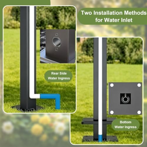 Outdoor Vertical Garden Water Column, Freestanding Hose Stand with Faucet, 304 Stainless Steel Floor Mounted Water Tap Yard Hydrant for Patio Lawn Irrigation, Grey - Image 5