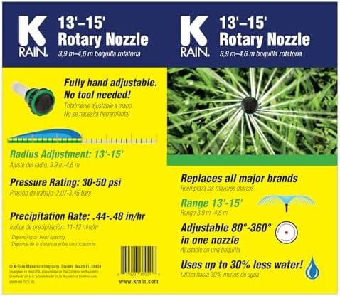 K Rain 80°-360° Adjustable Rotary Nozzle 13'-15', 6 Pack - Image 3