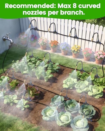 240FT Drip Irrigation System for Garden with 36 Nozzles –360° Adjustable Misting Nozzles, Quick-Connect Design, Ideal for Raised Beds, Lawns, Greenhouses & Outdoor Cooling - Image 2