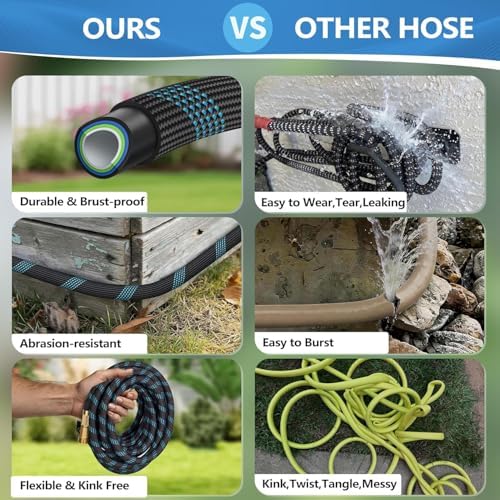 Garden Hose 100 ft, 2026 Upgraded Lightweight Garden Hoses,Ultra Durable & Flexible Water Hose,All-Weather Kink-Free Garden Hose,Sturdy,Abrasion Resistant Garden Hoses Pipes for Yard,Lawn,Outdoor - Image 6