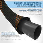 Non-Expanding Garden Hose 100 ft, Kink Free Flexible Water Hose with 10-Pattern Spray Nozzle, Lightweight Hose Pipe, Leak Proof, 3/4" Swivel Connectors, Super Fabric, Portable Storage Strap - Image 5