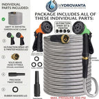 100FT Metal Garden Hose 304 Stainless Steel, with 2 Multi-Function Spray Nozzles, 1Pc Precision Twist Nozzle, Solid Brass Fittings, Flexible No-Kink Design- 450PSI with 16mm Dia Hose - Image 3