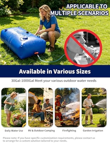 100 Gallon Water Bladder Tank, 2000D PVC Portable Water Storage Bag Blue - Image 6
