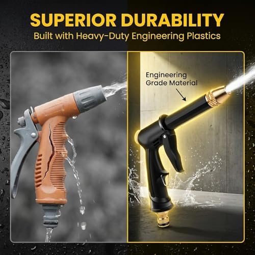 High Pressure Hose Nozzle, Adjustable Water Spray Gun with 4 Spray Modes, Metal Garden Hose Sprayer for Car Wash, Plants Watering, Patio & Outdoor Cleaning (2, Washer Gun + 3 Connectors) - Image 7