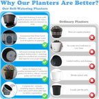 Sun-E 10" Self-Watering Whiskey Barrel Planters 3 Pack for Indoor Outdoor - Image 4