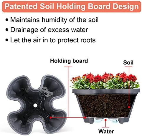 GameXcel Vertical Planter Tower - 3 Tier Stackable Garden Planters with Wheels and Tools Plant Pots for Strawberry Herb Flower and Vegetable Indoor Outdoor Use Dark Gray 2 Pack - Image 3