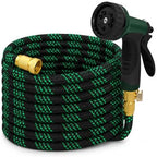 25 FT Premium Non-Expanding Garden Hose Ultra Lightweight, 25FT Watering Hose with 10 Function Nozzle, Kink & Tangle-Free, Leakproof & Pressure Resistant for Yard/Lawn/Camping (Black&Green) by StartYourHappyGardenLife