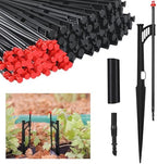 50 Pcs 12.8 Inch Drip Irrigation Stakes with 360 Degree Sprayer Emitters and Sprinkler Extension Riser for 1/4 Inch Drip Tubing Micro Sprinkler Heads Stakes for Garden Watering System, Red by Yiyiring