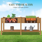 Raised Garden Bed Elevated Wood Planter Box with Shelf Garden Planter - Image 4