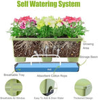 Oliz Window Box Planter 8 Pcs, 17 Inches Rectangle Flower Pots with Drainage Holes & Trays, Vegetable Planters for Windowsill Patio Garden Balcony Home Indoor Outdoor (Light Green, 16 * 7 * 6 inch) - Image 2