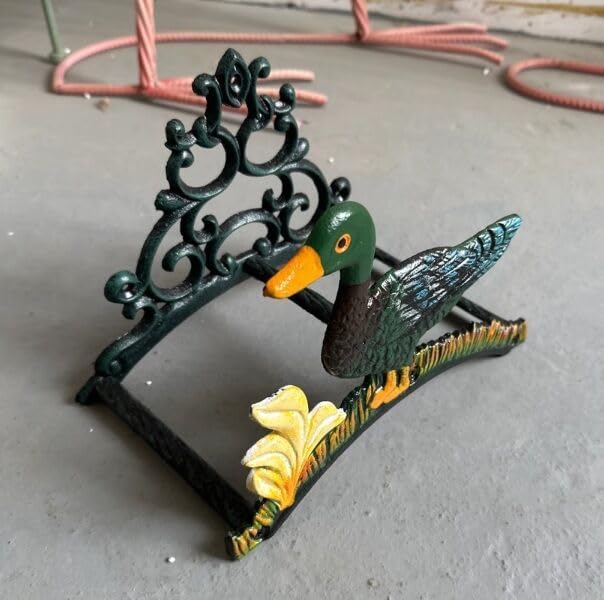 EatingBiting Cast Iron Heavy Duty Garden Hose Holder Duck Decorative Hand-painted Wall Mounted Water Hose Rack Reel Butler Hanger Water Pipe Holds, Rack, Hanger, Antique Wall Decorations - Image 5