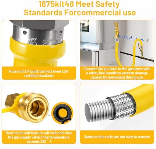 1675KIT48 Commercial Gas Hose, Gas Line Hose Quick Connect - Image 5