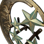 Zeckos Garden Hose Holder Moon Face Stars 11.5 Inch Cast Iron Verdigris - Image 5