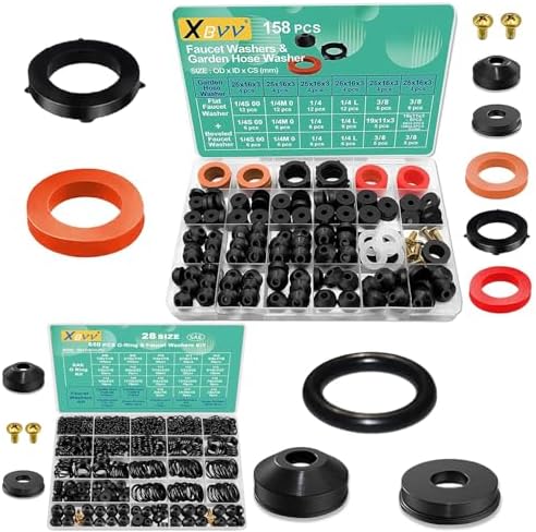 XBVV 560 Pcs Faucet Washers & SAE O Ring Kit and 158 Pcs Faucet Washers & Garden Hose Gasket Kit for Faucet Plumbing Hydraulic Sealing Repair - Image 7