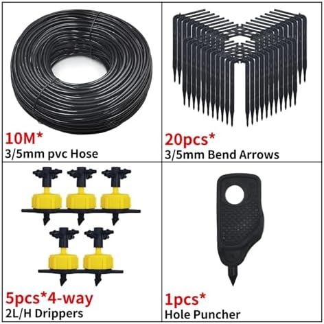 Garden Supplies 10-100M 2L/H Pressure Compensation Emitter Arrow Watering Kits w Puncher for Agriculture Greenhouse Drip Nozzle(KIT001-10M) - Image 2