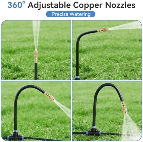 Drip Irrigation System 100FT 1/4" (17PCS Nozzles) for Garden, 83 PCS Leak-Proof Garden Watering System, 360° Adjustable Automatic Plant Water Kit for Raised Beds, Greenhouse, Lawn, Patio, Yard - Image 4