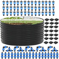3280 ft 5/8" Drip Irrigation Tape Kit 8 mil Emitter Spacing 6" Flat Drip Tape with 140 PCS Drip Tape Connectors Automatic Irrigation Equipment for Garden Irrigation Emitter Flow:0.79 GPH by Bandelt