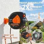 Retractable Garden Hose Reel, 1/2 Inch x 100 ft Wall Mounted Hose Reel with 10 Patterns Nozzle, Heavy Duty Garden Water Hose Reel with Upgraded Slow Return System, Any Length Lock and 180°Swivel Brack - Image 3