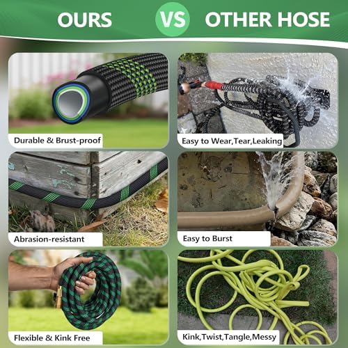 25 FT Non-Expanding Garden Hose, 2026 New Upgrated Non-Expandable Garden Water Hose - Ultra-Light & Flexible Burst-Resistant, Kink-Free Garden Hoses, All-Weather Use for Lawns, Gardens,Outdoor - Image 6
