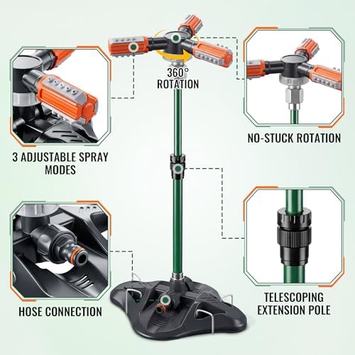 Metal Lawn Sprinkler for Yard with Adjustable Extension Risers - Image 4
