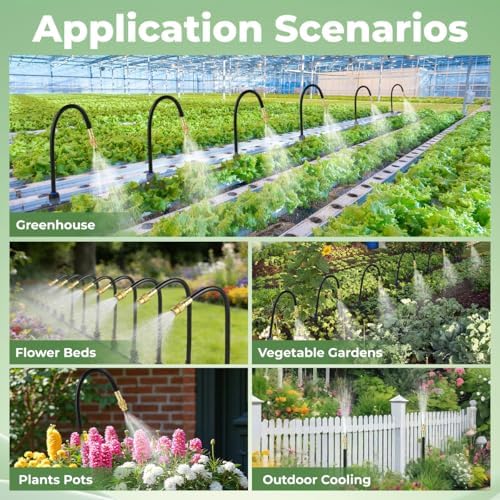 130FT Drip Irrigation System for Garden: 20 Nozzles 1/4" PE Tubing Automatic Watering Kit Adjustable Misting Sprinkler Mister Hose for Water Plants Tape Raised Beds Lawn Outdoor Yard Greenhouse 130FT - Image 6