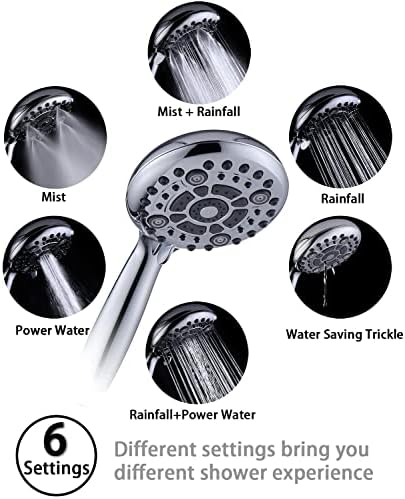 G-Promise High Pressure 6 Mode Hand Held Shower Head with Extra Long Hose - Image 4