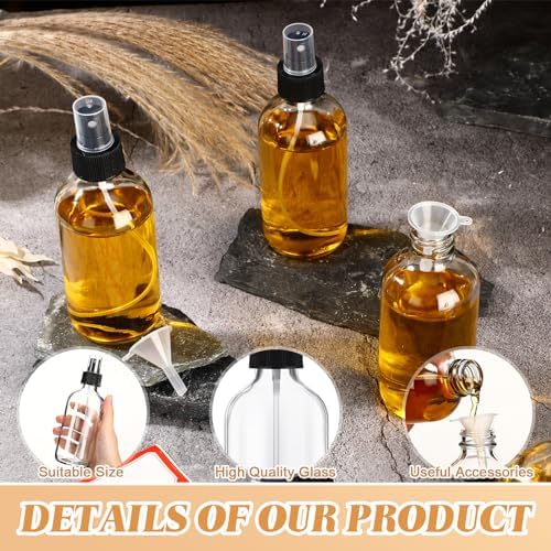 Norme 12 Pcs 8 oz Glass Spray Bottles, Funnels and Labels, Clear, Stylish - Image 3