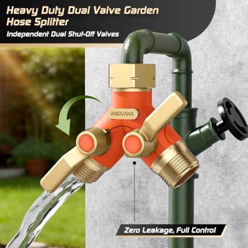 Hose Splitter 2 Way Heavy Duty, Garden Hose Splitter- Full Metal Body Y Type with Dual Shut Off Valves, 3/4" Standard Threads, Leak-Proof Dual Outlet Splitter for Sprinklers and Irrigation Systems - Image 5
