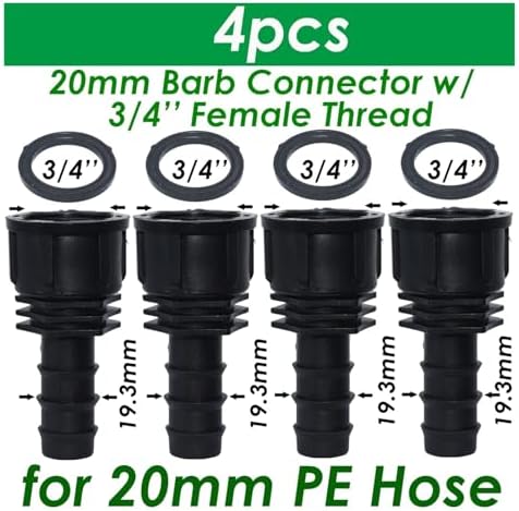 4PCS 1/2" 3/4" Threaded 16 20 25MM PE Hose Barb Tee Connector Garden Drip Irrigation Adapter Tubing Coupling Repair(SPL11-232-20MM-4PCS) - Image 2